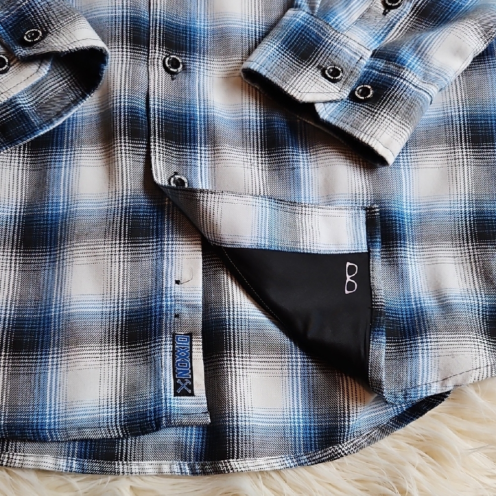 DIXXON Men's Black and Blue Plaid Shirt - Picture 4 of 5